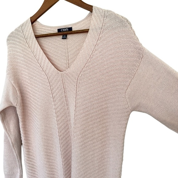 Chaps sweater, v-neck, long sleeves, straight  cut, form fitting, cotton knit - Picture 3 of 11